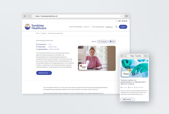 Schetsen van de website Sandstep Healthcare