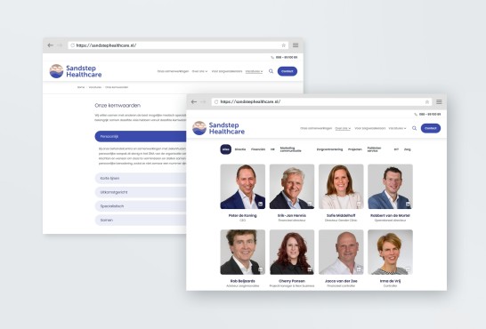 Schetsen van de website Sandstep Healthcare