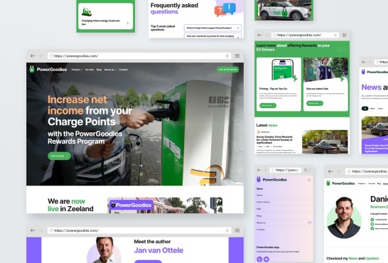Schetsen van de website Powergoodies