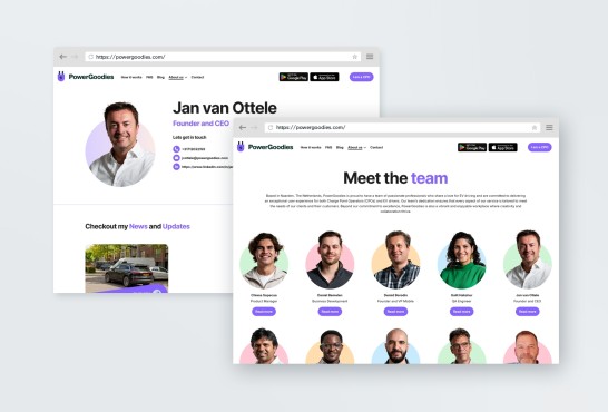 Schetsen van de website Powergoodies