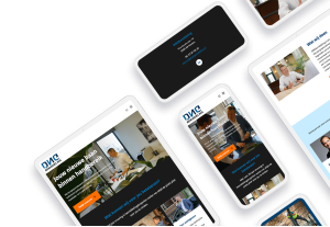 Laptop en telefoon met daarop de website van DINGbemiddeling