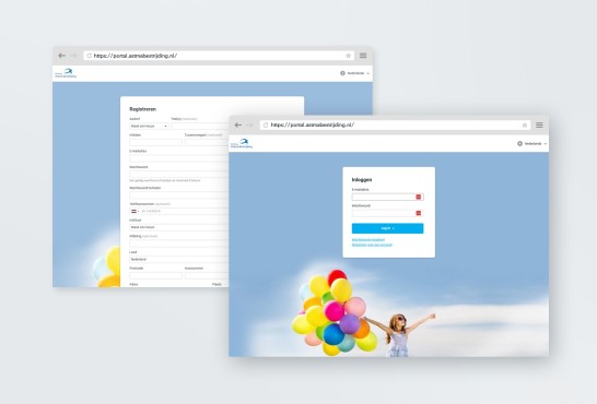 Schetsen van de webapplicatie voor Stichting astma bestrijding