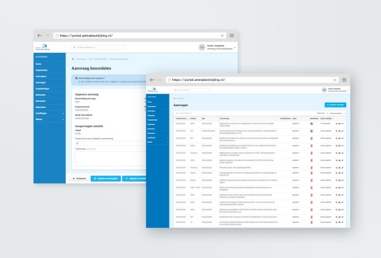 Schetsen van de webapplicatie voor Stichting astma bestrijding