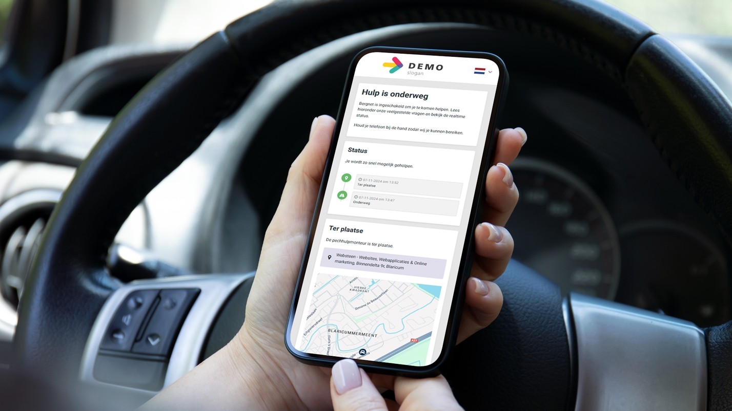 Iphone met de webapplicatie van Bergnet in beeld