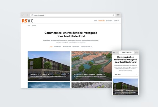 Schetsen van de website RSVC