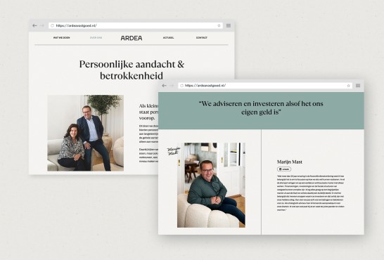 Schetsen van de website Ardea Vastgoed