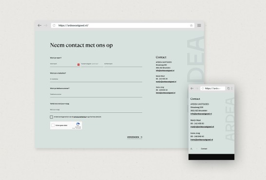 Schetsen van de website Ardea Vastgoed