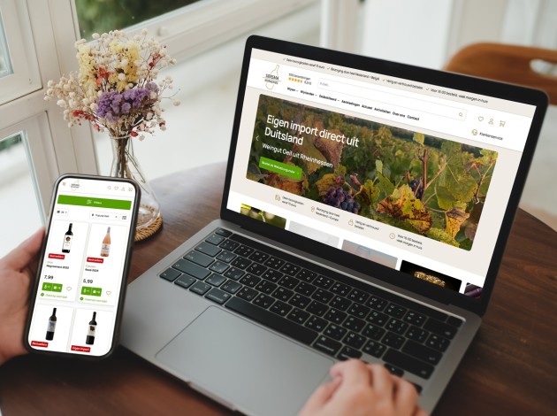 Macbook en Iphone met de webshop voor Siersma Wijnadvies in beeld