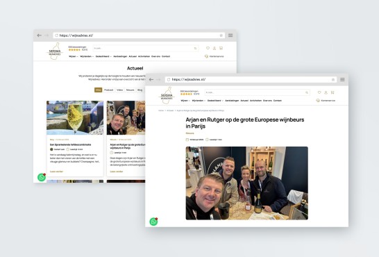 Schetsen van de webshop voor Siersma Wijnadvies