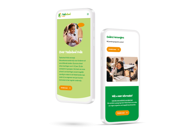 Laptop en telefoon met daarop de website van Taalschool Voila