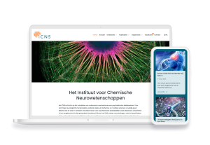 Laptop en telefoon met daarop de website van iCNS - Institute for Chemical Neuroscience