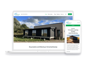 Laptop en telefoon met daarop de website van Studio Oosterwold b.v.