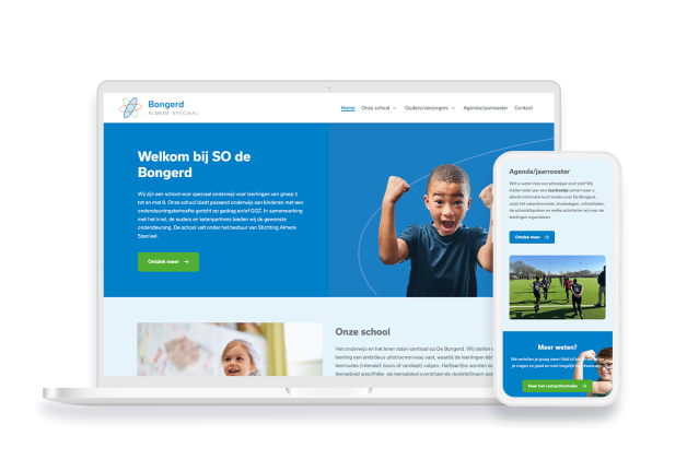 Laptop en telefoon met daarop de website van SO de Bongerd