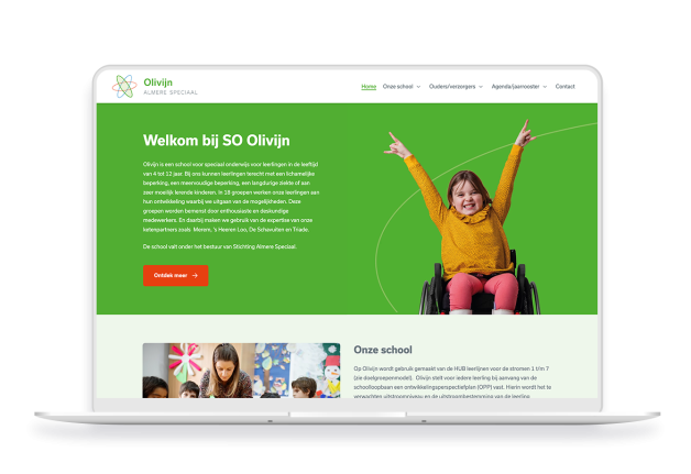 Laptop en telefoon met daarop de website van SO Olivijn