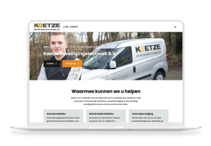 Laptop en telefoon met daarop de website van Koetze Beveiligingstechniek B.V.