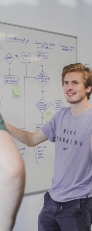 Developers in gesprek over de architectuur