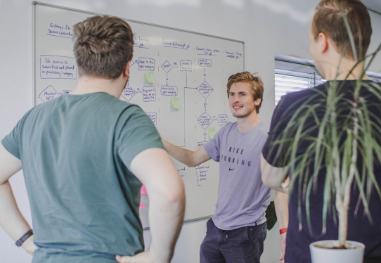 Developers in gesprek over de architectuur
