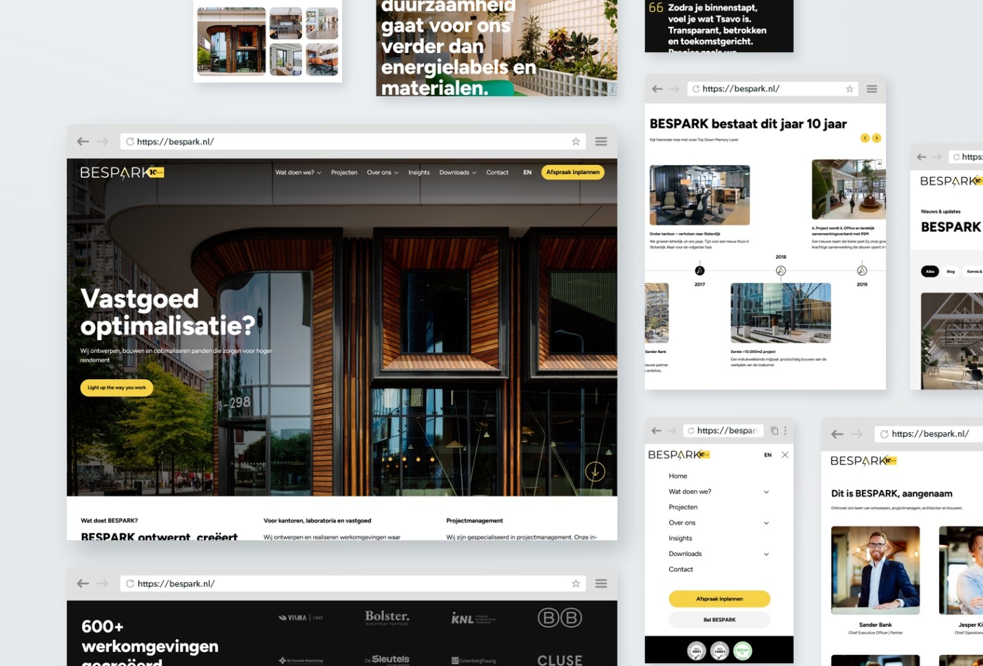 Schetsen van de website BeSpark