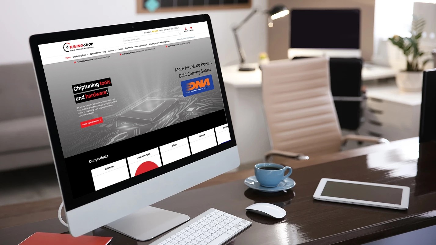 iMac met de webshop van Tuning-shop in beeld