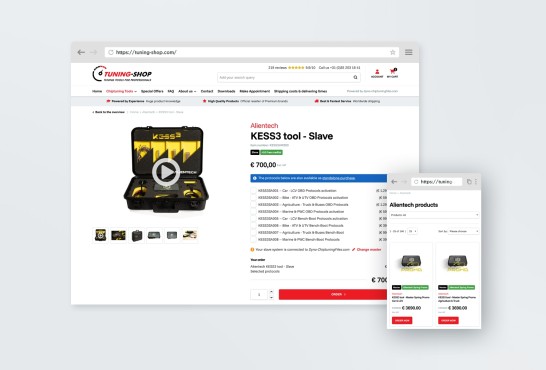 Website screenshots van Tuning-shop.com.