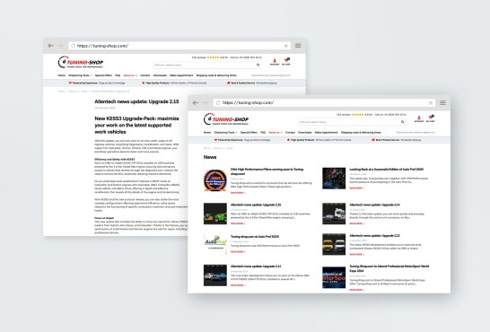 Website screenshots van Tuning-shop.com.