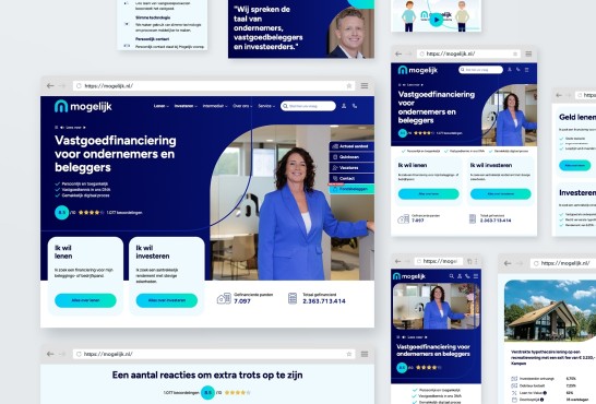 Homepagina of Mogelijk at different screen formats