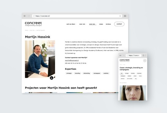 Schetsen van de website Concreet