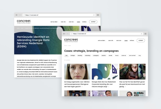 Schetsen van de website Concreet