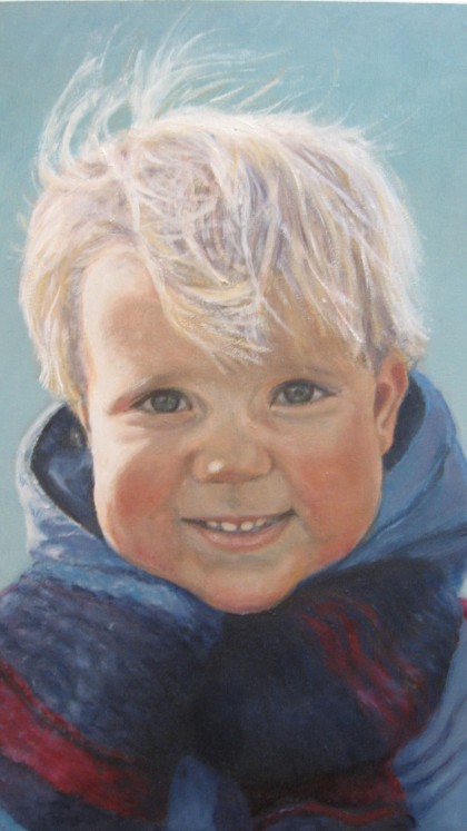 in de zon, olieverf paneel 30 x 40 cm