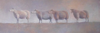 'follow the leader' olieverf 40 x 100 cm