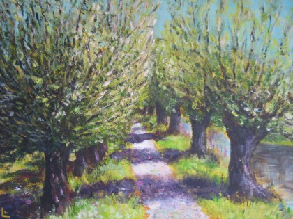 wilgenlaantje acrylverf 40 x 50 cm