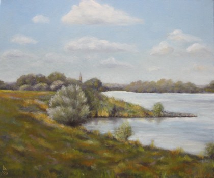 aan de IJssel olieverf 50 x 60 cm