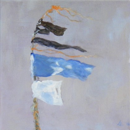 bakens lucht acrylverf 30 x 30 cm