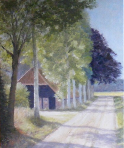 boerenschuur olieverf 50 x 60 cm