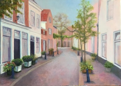 Breestraat olieverf 50 x 70 cm