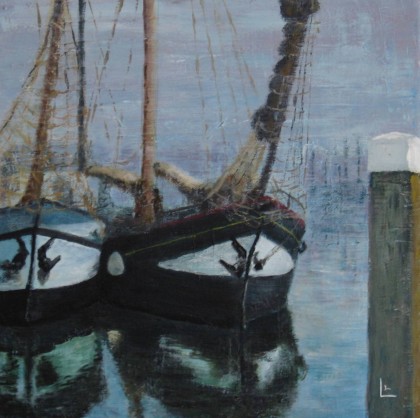 haven West-Terschelling acrylverf 30 x 30 cm