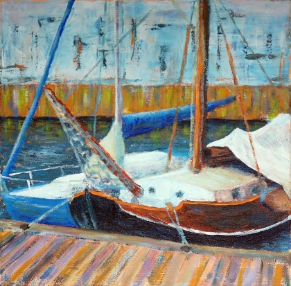 haven Huizen acrylverf 40 x 40 cm