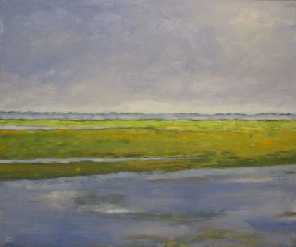 tussen lucht en water olieverf 50 x 60 cm