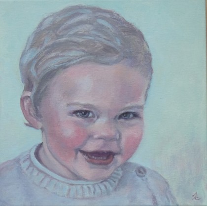 peuterportret, acrylverf 30 x 30 cm