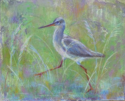 Rennen! olieverf met pastelkrijt 40 x 50 cm