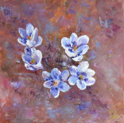 krokussen acrylverf 40 x 40 cm