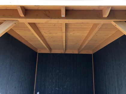 Douglas maatwerk overkapping met plat dak. Almere Buitenleven (1)