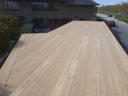 Douglas maatwerk overkapping met plat dak. Almere Buitenleven (2)