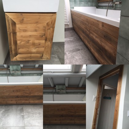 Badkamer bekleding van gerecycled hout