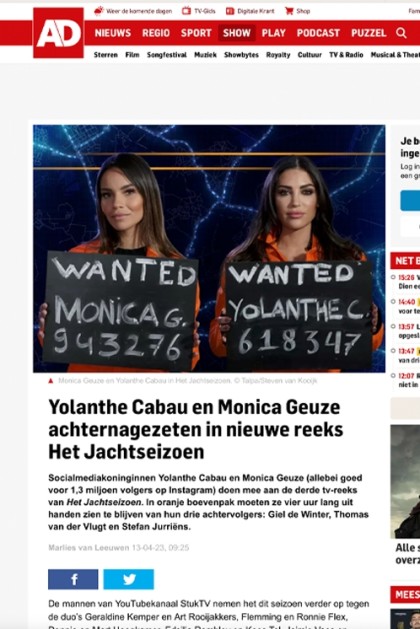 Screenshot persbericht Het Jachtseizoen