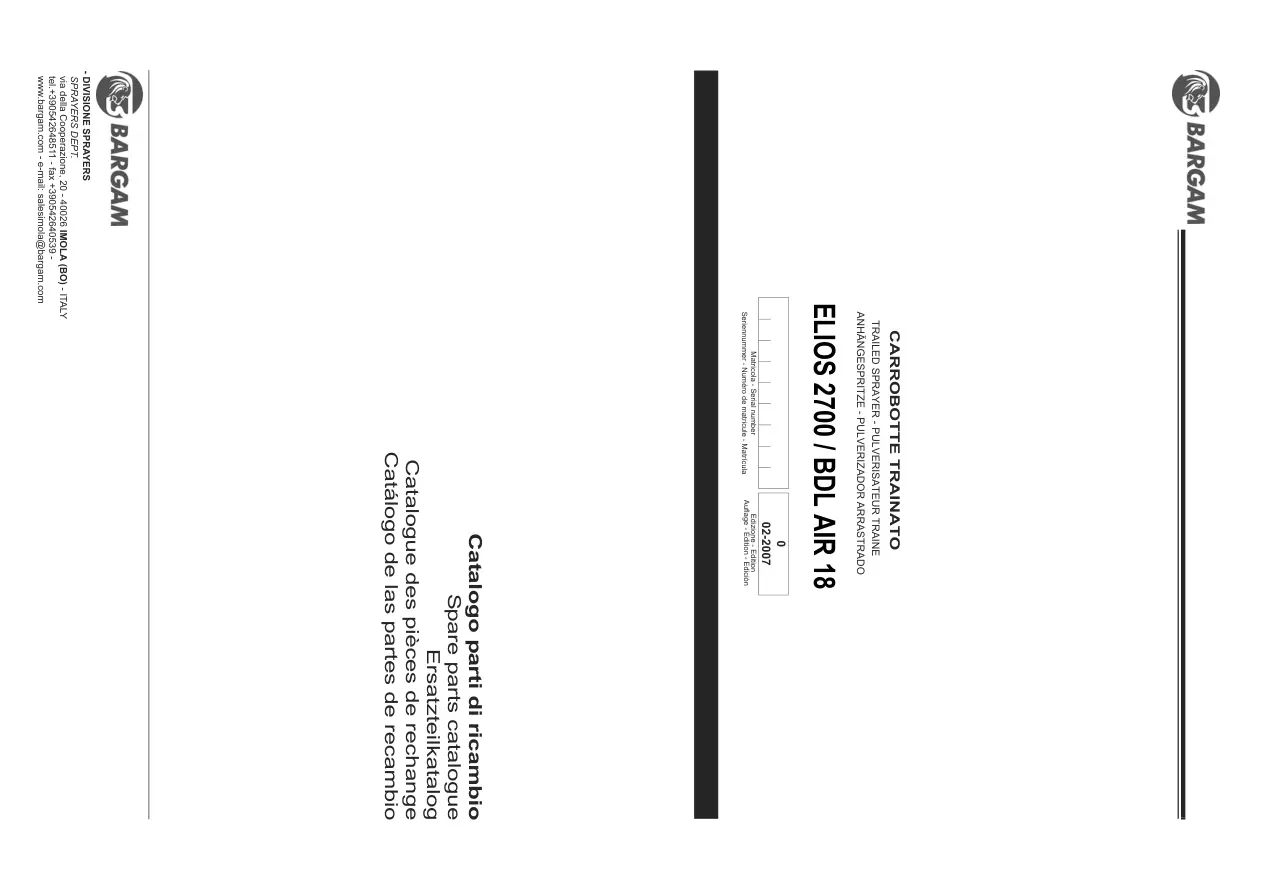 Bargam Elios 2700 Bdl 18 Parts Manual