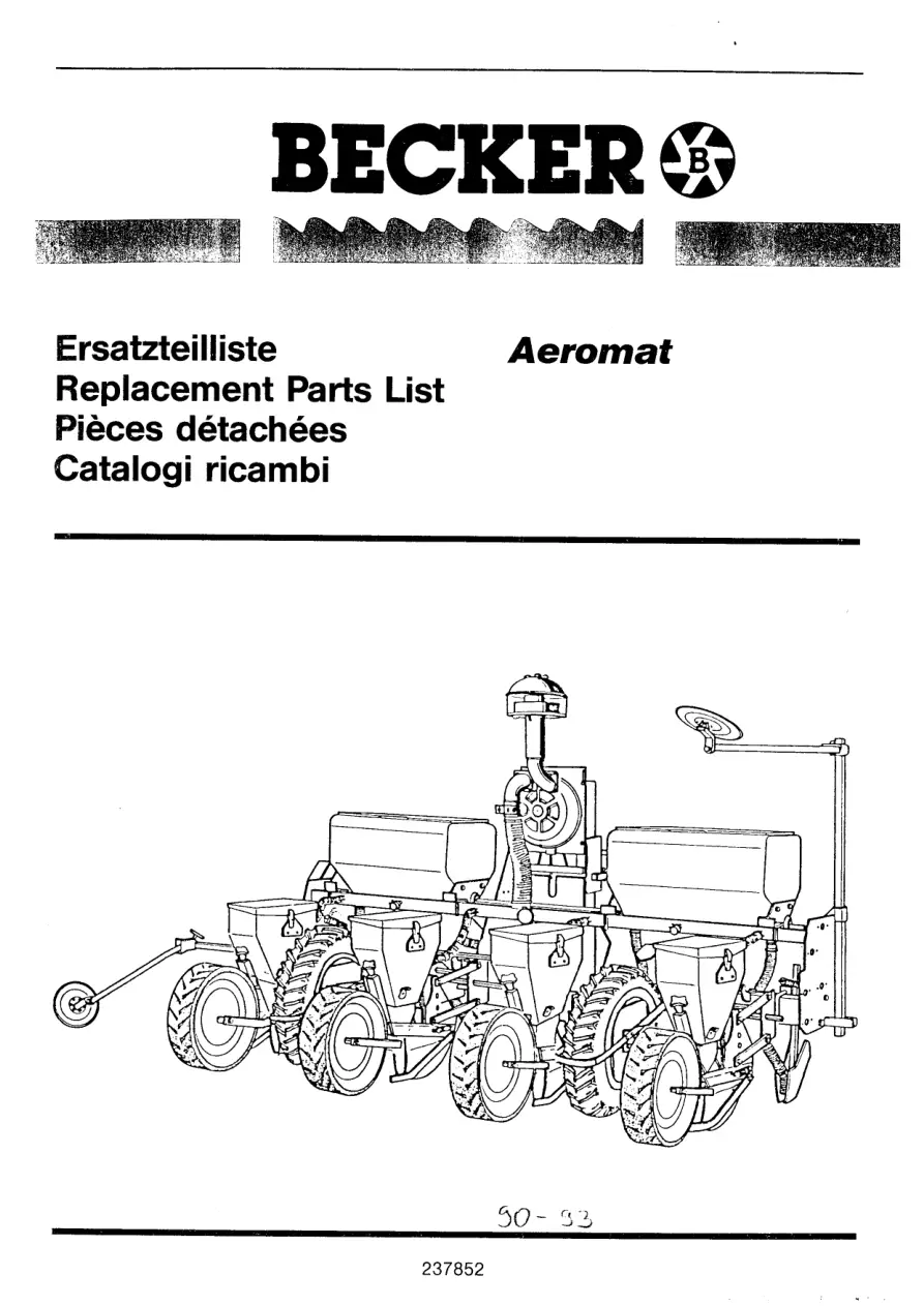 Becker Aeromat 1990 1993 1993 Parts Manual