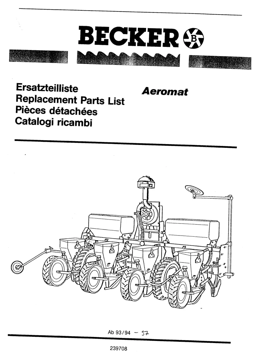 Becker Aeromat 1994 1997 1997 Parts Manual