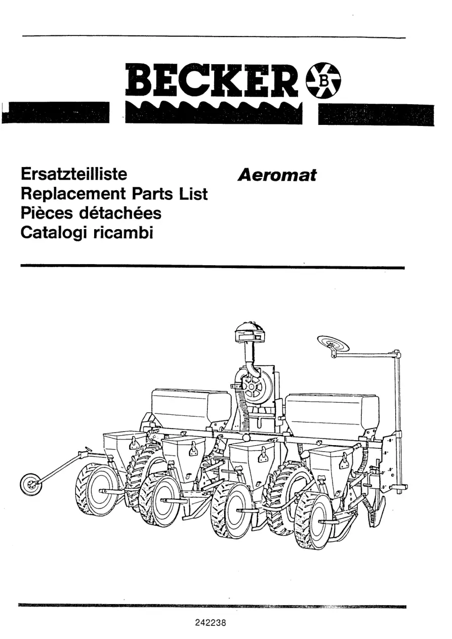 Becker Aeromat 1998 2002 2002 Parts Manual
