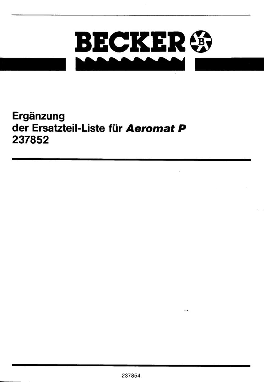 Becker Aeromat P Parts Manual